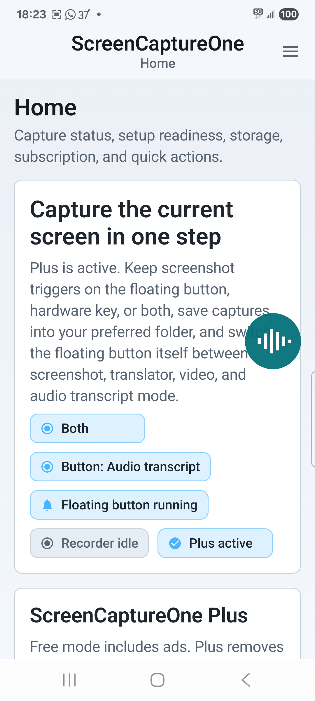 Audio transcript mode